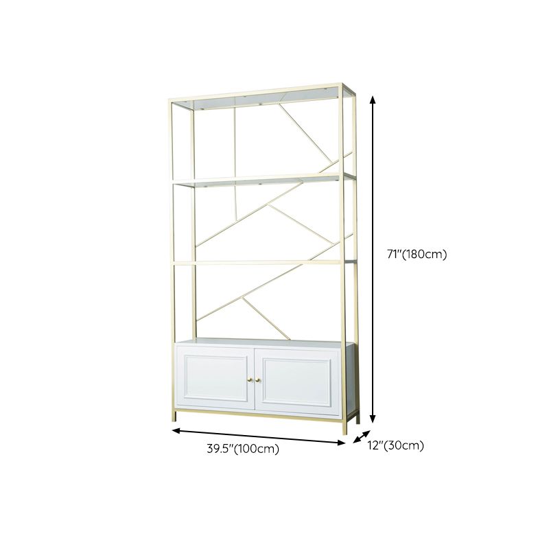 Modern Bookshelf Metal Open Shelf Bookcase with Cabinets for Home Office Clearhalo 'Bookcases' 'furn' 'furn_bookcases' 'Furniture' 'Office Furniture' 1200x1200_f6b514e7-d45f-4e24-b993-4adb806af565