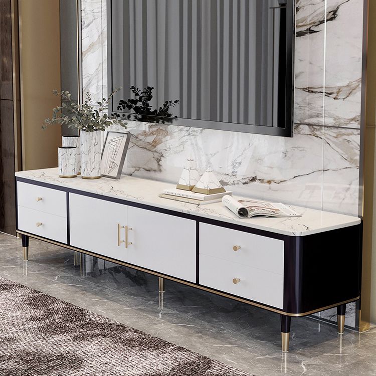 Glam TV Stand Enclosed Storage TV Stand Console with Cabinet