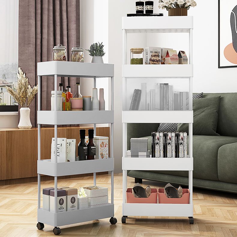 Zeitgenössischer Bücherregal Plastik Open Back Bücherregal für Büro mit Zaubererrädern