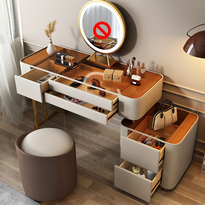 Contemporary Wooden Dressing Table 5-Drawers Makeup Vanity Desk
