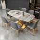 Gray Sintered Stone Dining Table Traditional Luxury Dining Table with Gold Frame Clearhalo 'Dining Tables & Seating' 'Dining Tables' 'dining_table' 'furn' 'furn_dining_table' 'Furniture' 'Kitchen & Dining Furniture' 1200x1200_f6b981b2-0b3d-42f0-b9e4-7087ab54d2d8