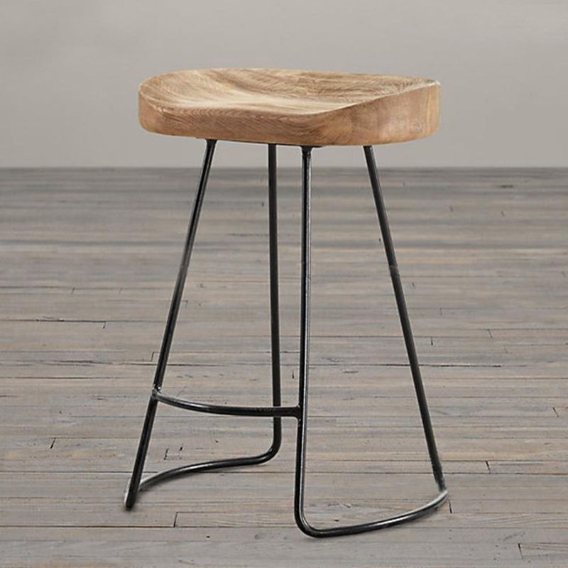 Contemporary Style Counter Stool Solid Wood Saddle Seat Bar Stool with Metal Base Clearhalo 'Bar Furniture' 'Bar Stools' 'bar_stools' 'furn' 'furn_bar_stools' 'Furniture' 'Kitchen & Dining Furniture' 1200x1200_f6ba4cf6-3b59-42b0-9cb0-8c6e0faf543e