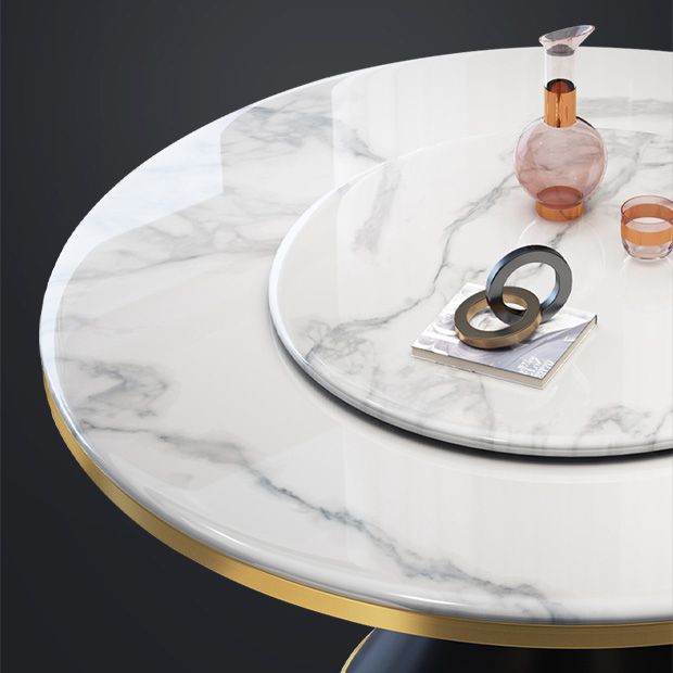 Glam Sintered Stone Round Shape Dining Table Kitchen Standard Dining Table with Pedestal Base Clearhalo ' dining_table' 'Dining Tables & Seating' 'Dining Tables' 'furn' 'furn_dining_table' 'Furniture' 'furniture_dining_table' 'Kitchen & Dining Furniture' 'kitchen&dining_furn' 'kitchen' 'kitchen_dining_table' 1200x1200_f6ba590d-a85a-44ea-b222-860741bf2301