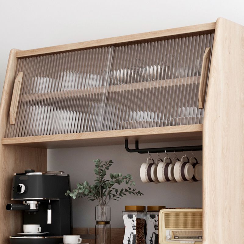 Pine Solid Wood Sideboard Cabinet Adjustable Shelving 4-drawer Server with Glass Door Clearhalo 'buffet_sideboard' 'Buffets & Sideboards' 'furn' 'furn_buffet_sideboard' 'Furniture' 'Kitchen & Dining Furniture' 1200x1200_f6baac89-1df5-45e7-9133-9db59ccf123d