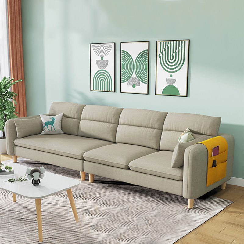 4-Seater Square Arm Sofa 92.1"/106.3" Wide Cushions Extra Long Slipcovered Sofa Clearhalo 'furn' 'furn_sofas' 'Furniture' 'furniture_sofas' 'kitchen' 'kitchen_sofas' 'Living Room Furniture' 'Sofa' 'sofas' 1200x1200_f6bb54d8-1882-428e-bc81-95acdc6d68ba