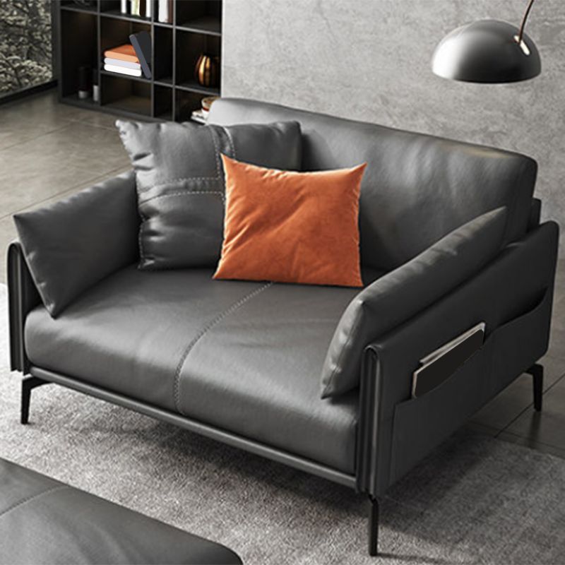 Faux /Genuine Leather Stain Resistant Contemporary Sofa Couch in Black