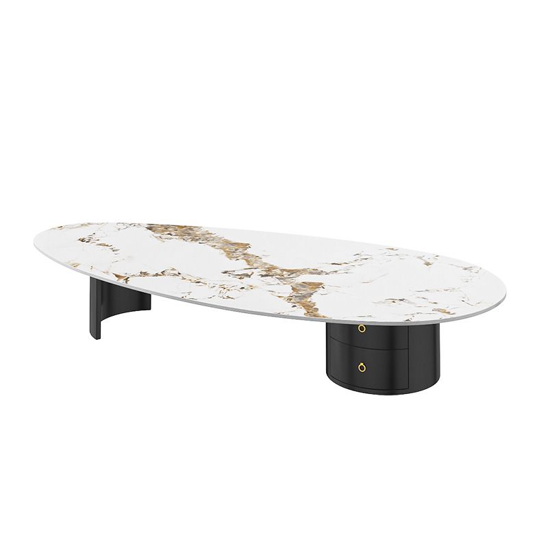 2 Legs Single Coffee Table Slate Oval Coffee Table with Storage