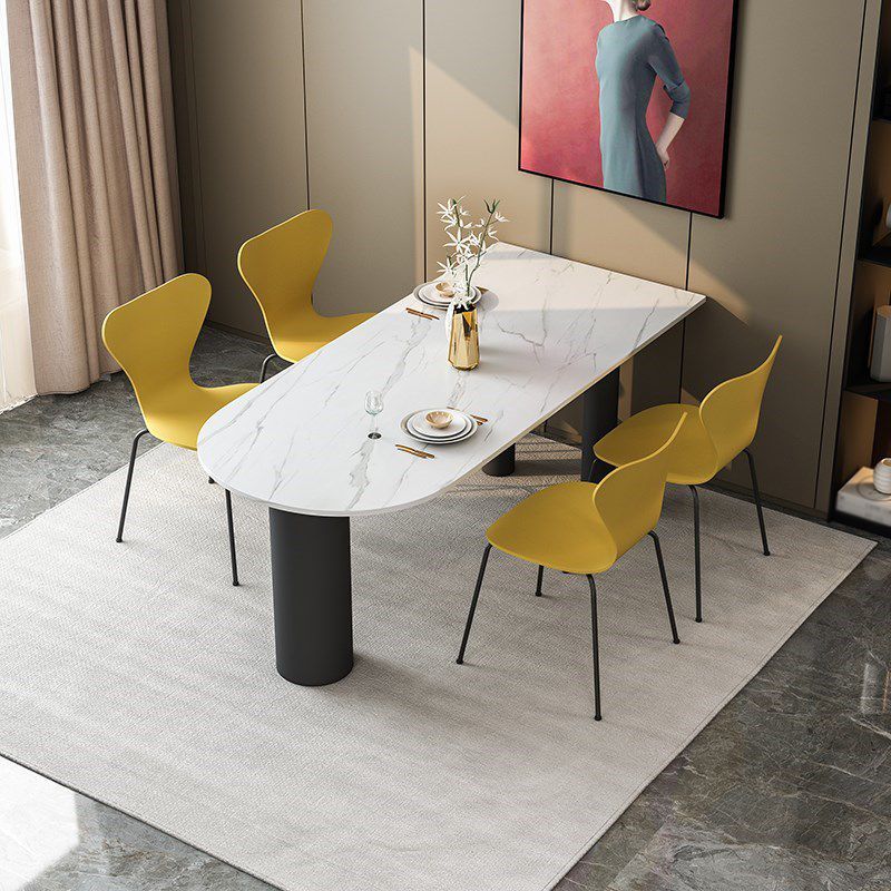 Free Form White Tone Dining Table Contemporary Sintered Stone Table with 3 Legs Clearhalo ' dining_table' 'Dining Tables & Seating' 'Dining Tables' 'furn' 'furn_dining_table' 'Furniture' 'furniture_dining_table' 'Kitchen & Dining Furniture' 'kitchen&dining_furn' 'kitchen' 'kitchen_dining_table' 1200x1200_f6bd30a1-3fbd-4297-91a9-d6a8f44fa89f
