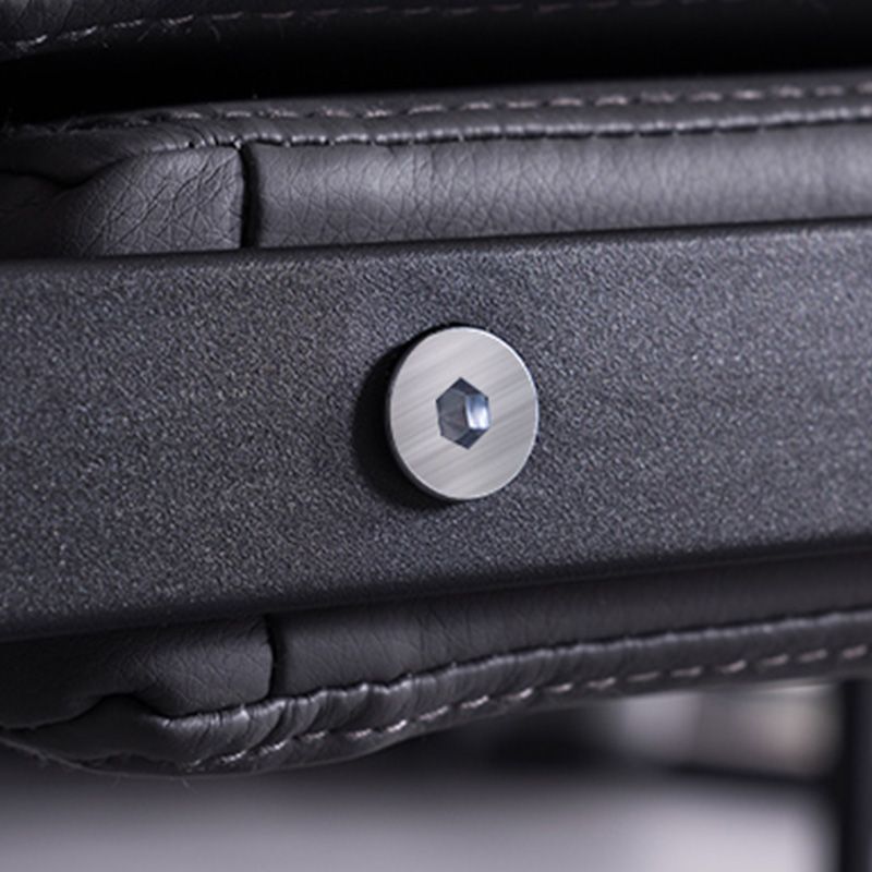 Sled Based Square Arms Faux Leather Arm Chair with Pillow Back