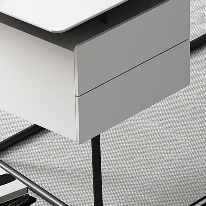 Rectangular Industrial Writing Desk 2-Drawer Office Desk with Metal Legs Clearhalo 'furn' 'furn_office_desk' 'Furniture' 'Office Desks' 'Office Furniture' 'office_desk' 1200x1200_f6beb433-5af0-4bc1-98aa-795fe5661c37