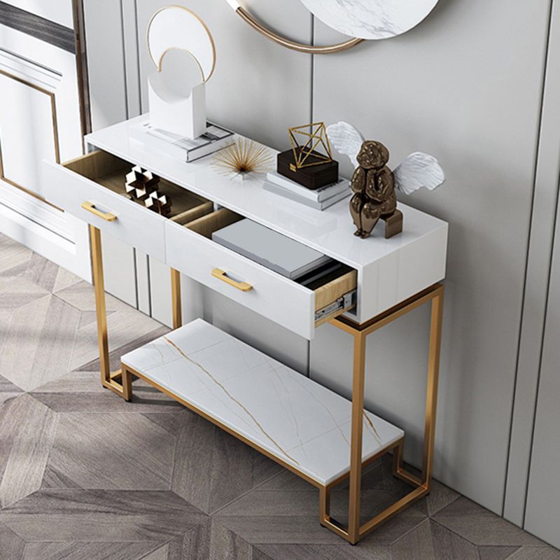 長方形の形状現代コンソール表2引き出し木材コンソールソファテーブル