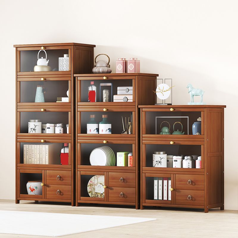 Mid-Century Modern Wood Accent Cabinet 26.4" W Glass Paned Chest in Brown Clearhalo 'Cabinets & Chests' 'cabinets_chests' 'furn' 'furn_cabinets_chests' 'Furniture' 'Living Room Furniture' 1200x1200_f6c13311-496d-490c-b83f-9556a8820d05