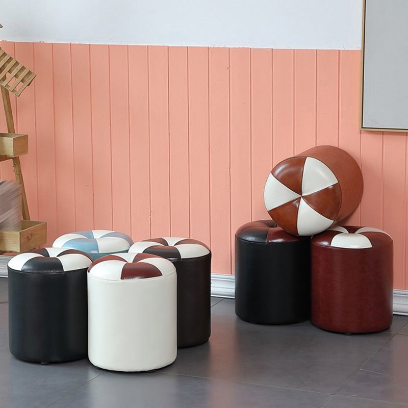 Blue Modern Pouf Faux Leather Stain Resistant Round Pouf for Drawing Room Clearhalo 'furn' 'furn_ottomans_poufs' 'Furniture' 'Living Room Furniture' 'Ottomans & Poufs' 'ottomans_poufs' 1200x1200_f6c1a2b0-2c32-4ffc-9ba5-0548184bcd28