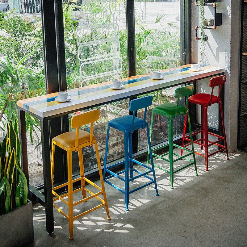 Industrial 1/5 Pieces Bar Table Set Rectangle Wood Counter Table with High Stools for Cafe Clearhalo 'Bar Furniture' 'furn' 'furn_home_bar_bar_sets' 'Furniture' 'Home Bars & Bar Sets' 'home_bar_bar_sets' 'Kitchen & Dining Furniture' 1200x1200_f6c2ec4a-4609-4707-af61-c8aa0b0db0a9