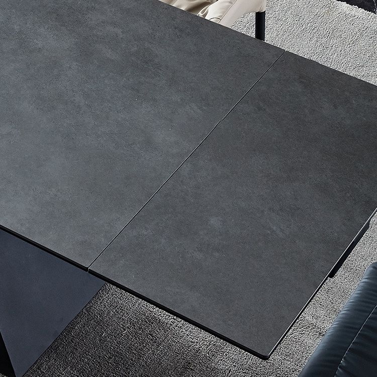 Modern Gray Dining Table Rectangle Sintered Stone Dining Table with Metal Base Clearhalo ' dining_table' 'Dining Tables & Seating' 'Dining Tables' 'furn' 'furn_dining_table' 'Furniture' 'furniture_dining_table' 'Kitchen & Dining Furniture' 'kitchen&dining_furn' 'kitchen' 'kitchen_dining_table' 1200x1200_f6c4692d-7bf2-46e4-8024-3fe1a19c2763