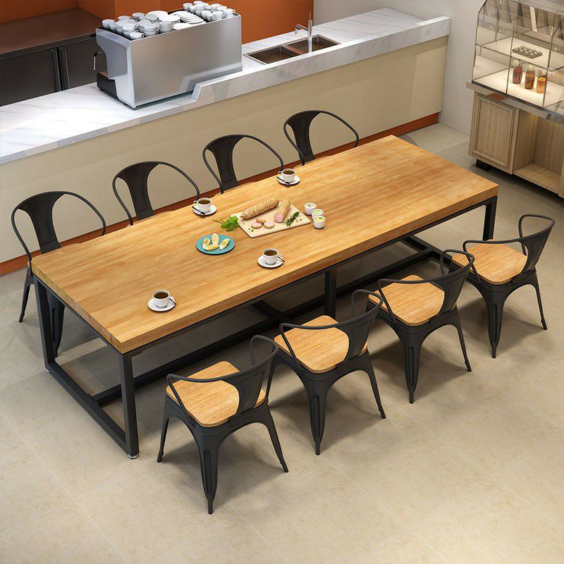 Industrial Wooden Dining¬†Room¬†Set with Rectangle Table and Black Legs Dining Table Furniture Clearhalo 'Dining Room Sets' 'Dining Tables & Seating' 'dining_room_set' 'furn' 'furn_dining_room_set' 'Furniture' 'furniture_dining_room_set' 'Kitchen & Dining Furniture' 'kitchen&dining_furn' 'kitchen' 1200x1200_f6c546d1-23d5-4cb6-a556-5db4db6622c0