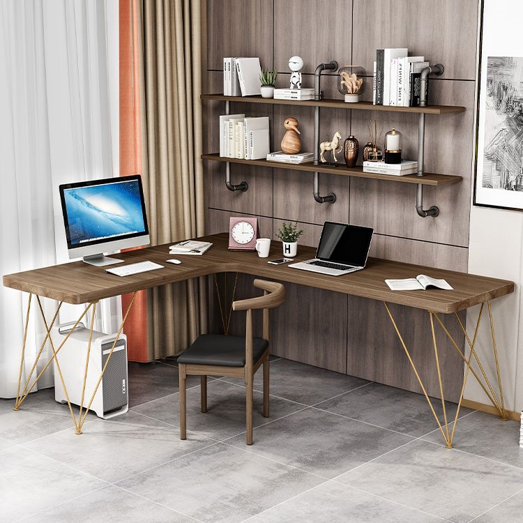 Glam Style Office Desk Solid Wood L-Shaped Desk with Gold Frame Clearhalo 'furn' 'furn_office_desk' 'Furniture' 'furniture_office_desk' 'Office Desks' 'Office Furniture' 'office_desk' 1200x1200_f6c5f1e7-af84-44c3-a291-ace9ed5d02c1
