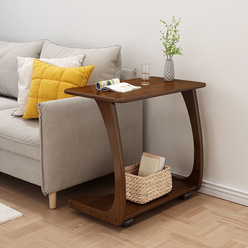 Mesa lateral superior rectangular moderno 24.8 "de altura de madera de altura con estante y rueda