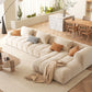 Recessed Arm Sofa & Chaise Orange/beige Velvet Sofa - 24.8" H