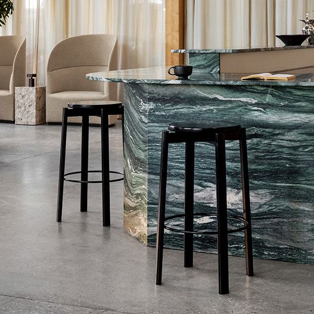 Tabouret de bar sans dos contemporain de 29,5 pouces avec base en bois massif