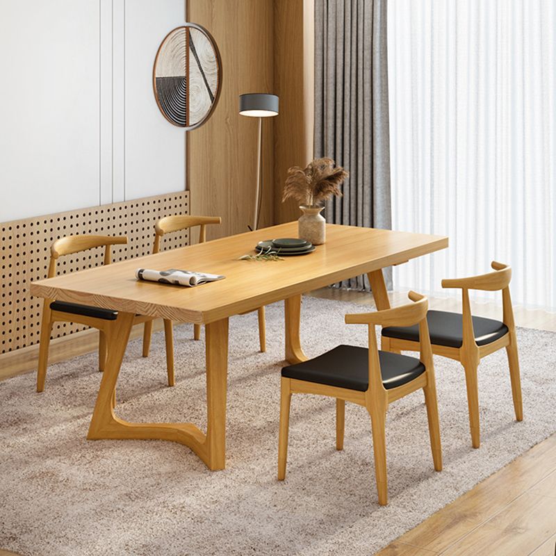 Modern Solid Wood Furniture 1/2/5/7 Pcs Standard Height Dining Room Table Set in Natural Clearhalo 'Dining Room Sets' 'Dining Tables & Seating' 'dining_room_set' 'furn' 'furn_dining_room_set' 'Furniture' 'Kitchen & Dining Furniture' 1200x1200_f6ca32f9-5a59-40e4-8681-510a34485268