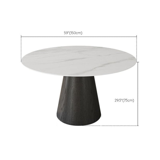 Modern Pedestal Casual Dining Table Round Dining Table with Ash Wood Base