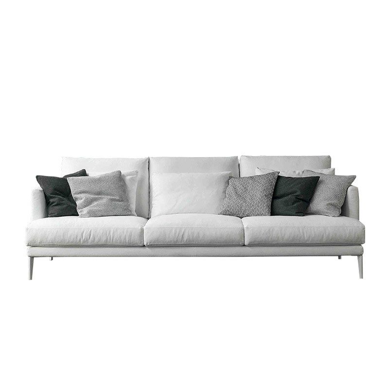 Fabric Recessed Arm Sofa with Pillows,35.43 Inch Deep for Living Room