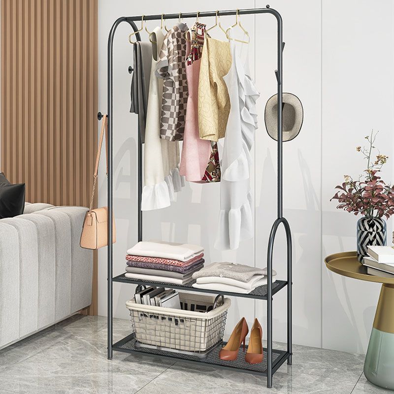 Contemporary Metal Coat Hanger Free Standing Coat Rack with Shelves Shelving Clearhalo 'Entry & Mudroom Furniture' 'furn' 'furn_hall_tree_coat_racks' 'Furniture' 'Hall Trees & Coat Racks' 'hall_tree_coat_racks' 1200x1200_f6cf2347-b0b5-4c94-be5b-32a275ae4bec