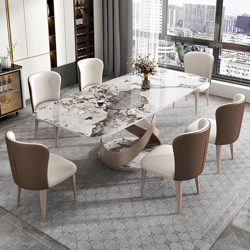 Minimaliste 1/4/5/7 Pièces meubles Rectangle Table à manger Rectangle Ensemble en blanc