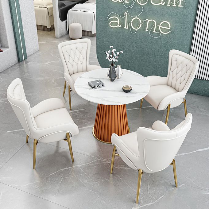 Glam 1/5 Pieces Dining Set Round Stone Dining Table for Kitchen Clearhalo 'Dining Room Sets' 'Dining Tables & Seating' 'dining_room_set' 'furn' 'furn_dining_room_set' 'Furniture' 'furniture_dining_room_set' 'Kitchen & Dining Furniture' 1200x1200_f6d007d1-9433-46ac-8847-9beaa8cf3f6d