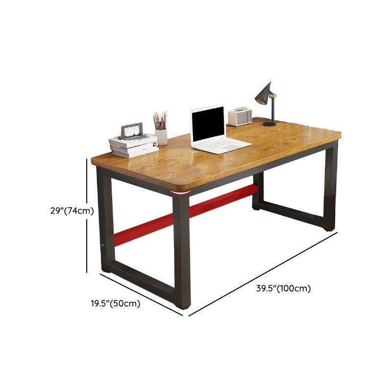 Table d'ordinateur portable de bureau de forme rectangulaire en bois brun avec 2 lames