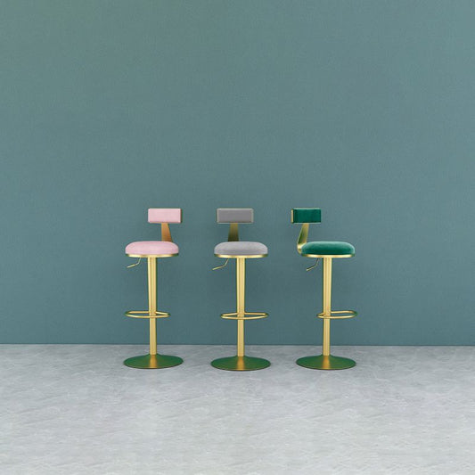 Glam Liftable Backrest Counter Stool Iron Cafe Bar Stool with Cushion and Pedal Clearhalo 'Bar Furniture' 'Bar Stools' 'bar_stools' 'furn' 'furn_bar_stools' 'Furniture' 'furniture_bar_stools' 'Kitchen & Dining Furniture' 1200x1200_f6d04c42-4710-4451-935c-2634732df7c8