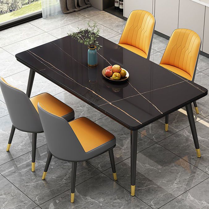 Rectangular Sintered Stone Dining Table Modern 4 Legs Furniture in Matte Finish Clearhalo 'Dining Tables & Seating' 'Dining Tables' 'dining_table' 'furn' 'furn_dining_table' 'Furniture' 'Kitchen & Dining Furniture' 1200x1200_f6d31b74-a170-4863-9d22-e377530cd39a