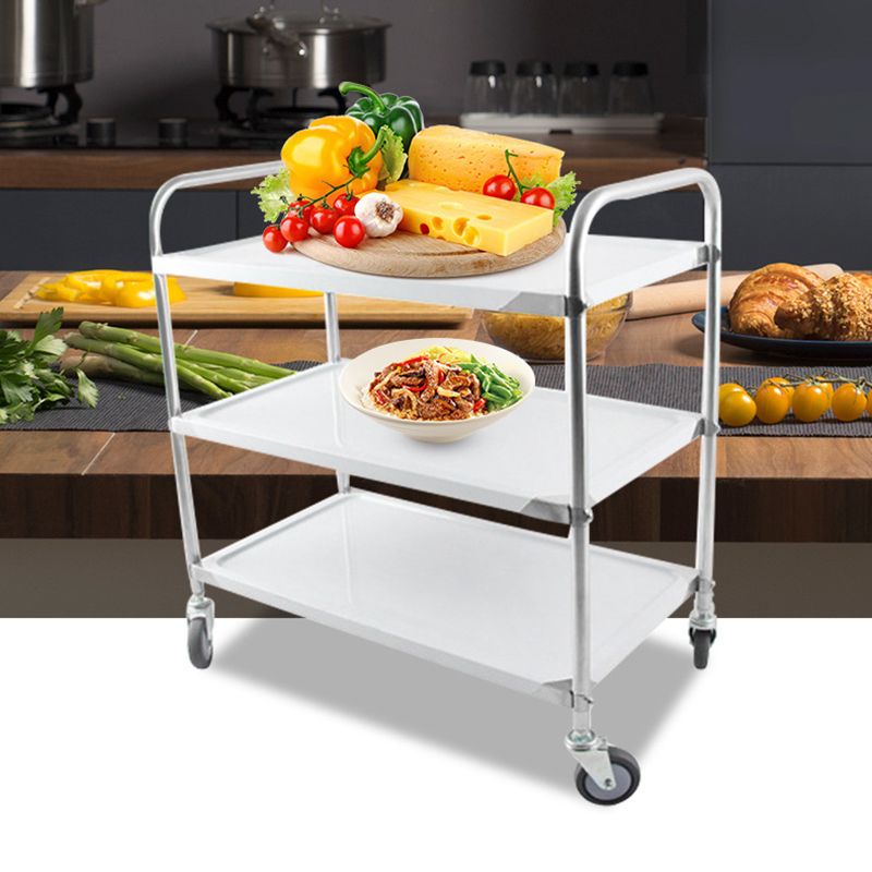 Modern Stainless Steel Prep Table Rectangular Rolling Prep Table for Dining Room