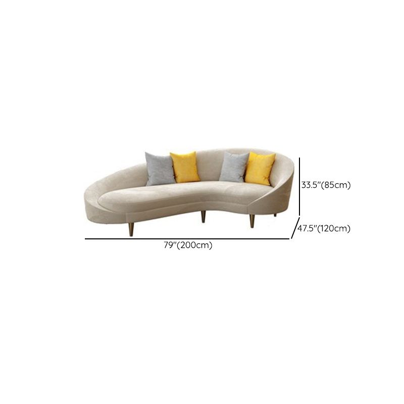 Contemporain 33.46 "H SOFA CRAMEY-WHITE MICROFIBRE BLANC CURVE COURVE