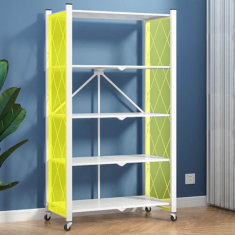 Industrial Folding Etagere Bookshelf Metal Open Bookshelf with Caster Wheels Clearhalo 'Bookcases' 'furn' 'furn_bookcases' 'Furniture' 'furniture_bookcases' 'kitchen' 'kitchen_bookcases' 'Living Room Furniture' 'Office Furniture' 1200x1200_f6d6550c-c508-460b-9d83-56335e2eb153