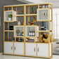 Metal and Wooden Book Shelf Etagere Open Study Room Shelf Bookcase with Doors