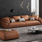 Orange Faux Ledersofa moderne Kissen -Oberarm -Sofa mit Kissen