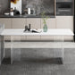 Rectangular Stone Dining Table Modern White Furniture with Acrylic Double Pedestal Clearhalo 'Dining Tables & Seating' 'Dining Tables' 'dining_table' 'furn' 'furn_dining_table' 'Furniture' 'Kitchen & Dining Furniture' 1200x1200_f6d90c92-5d04-4db4-a48d-d9be3787ebc3