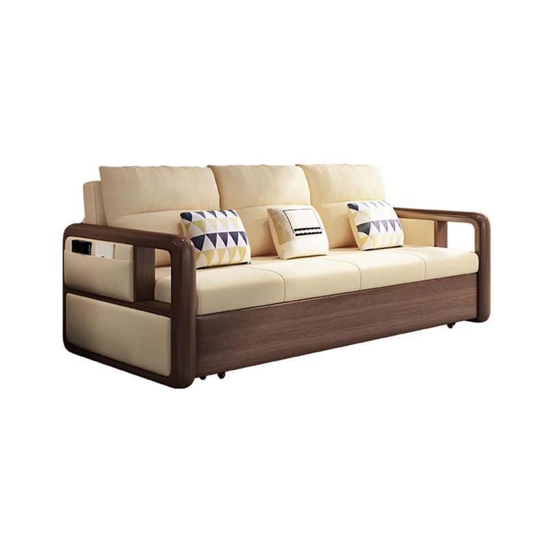 Modernism Brown Fabric Sofa Bed Solid Wood Sofa with Storage Clearhalo 'furn' 'furn_sofas' 'Furniture' 'Living Room Furniture' 'Sofa' 'sofas' 1200x1200_f6d98396-ada4-45ca-94f3-67153d9ec22e