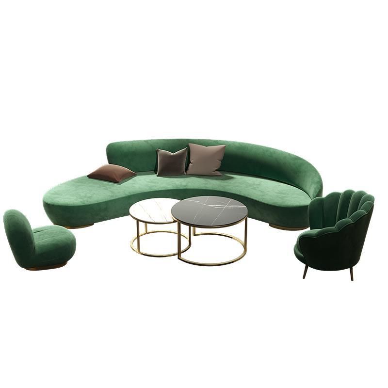 Sofá de color sólido moderno Loveseado curvado de espalda apretada para sala de estar