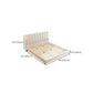 Contemporary White Wood Standard Bed, Upholstered Rectangular Headboard Bed