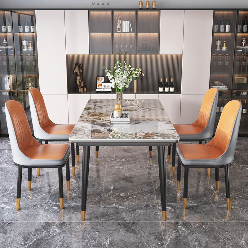 Modern Rectangle Dining Set 1/4/5/7 Pieces Stone Top Legs Indoor Dinette Set Clearhalo 'Dining Room Sets' 'Dining Tables & Seating' 'dining_room_set' 'furn' 'furn_dining_room_set' 'Furniture' 'Kitchen & Dining Furniture' 1200x1200_f6dd4a93-ca1d-483a-a826-372be48820cd