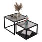 Square Minimalist Coffee Table Open Shelf Cocktail Table for Living Room