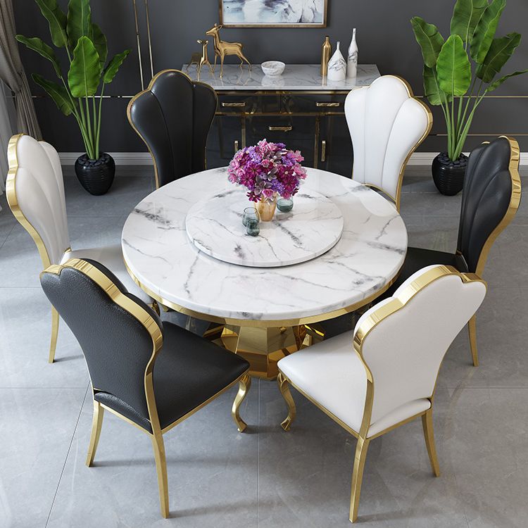 Round Traditional Luxury Dining Table White Sintered Stone Indoor Table with Pedestal Base Clearhalo ' dining_table' 'Dining Tables & Seating' 'Dining Tables' 'furn' 'furn_dining_table' 'Furniture' 'furniture_dining_table' 'Kitchen & Dining Furniture' 'kitchen&dining_furn' 'kitchen' 'kitchen_dining_table' 1200x1200_f6e0692d-34ab-4ce1-9db8-18325a74ec09