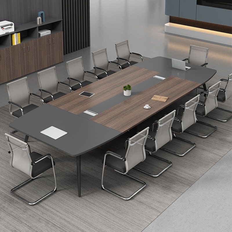 Industrial Curved Writing Desk Cable Management Office Desk with Parsons Base Clearhalo 'furn' 'furn_office_desk' 'Furniture' 'Office Desks' 'Office Furniture' 'office_desk' 1200x1200_f6e0ed0e-5a1d-448f-9d27-b719cf6b6cdb
