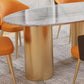 Sintered Stone Dining Table Traditional Luxury Table with Gold Frame Clearhalo 'Dining Tables & Seating' 'Dining Tables' 'dining_table' 'furn' 'furn_dining_table' 'Furniture' 'furniture_dining_table' 'Kitchen & Dining Furniture' 'kitchen' 'kitchen_dining_table' 1200x1200_f6e23010-ee7a-48a5-b795-46ff96530948
