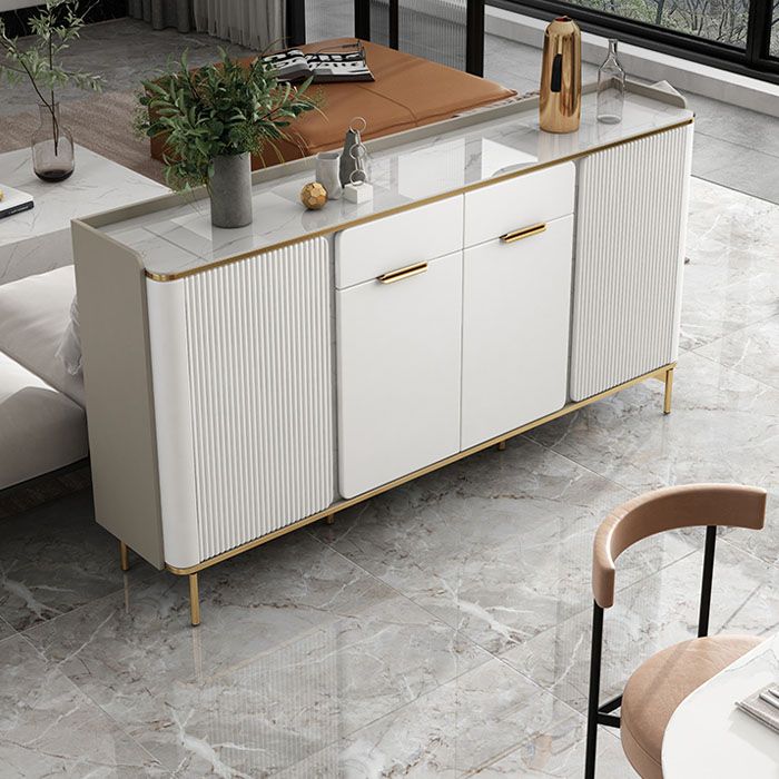 Glam Sideboard Stone Top Sideboard with Door and Drawer for Dining Room Clearhalo 'buffet_sideboard' 'Buffets & Sideboards' 'furn' 'furn_buffet_sideboard' 'Furniture' 'Kitchen & Dining Furniture' 1200x1200_f6e2b909-14fa-4db9-8f0c-53b748c8c33b