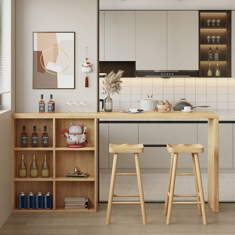 Modern Double Pedestal Bar Table Set 1/2/3 Pcs Solid Wood Bar Table and Backless Stools Clearhalo 'Bar Furniture' 'furn' 'furn_home_bar_bar_sets' 'Furniture' 'Home Bars & Bar Sets' 'home_bar_bar_sets' 'Kitchen & Dining Furniture' 1200x1200_f6e30251-505b-42f6-b7e3-7c914d56d11b