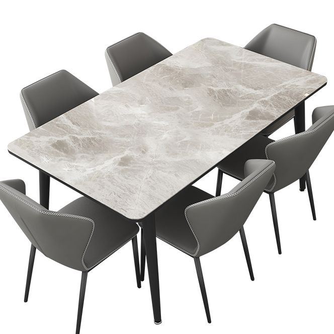 Sintered Stone Two-Color Dining Table Simplicity 4 Legs Table for Dining Room Clearhalo ' dining_table' 'Dining Tables & Seating' 'Dining Tables' 'Furniture' 'furniture_dining_table' 'Kitchen & Dining Furniture' 'kitchen&dining_furn' 'kitchen' 'kitchen_dining_table' 1200x1200_f6e4bce8-0d35-4a17-a270-526a554bf167
